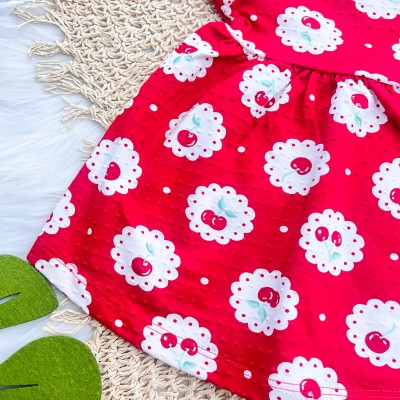 Vestido Ana Bola com Cerejinhas - Vermelho